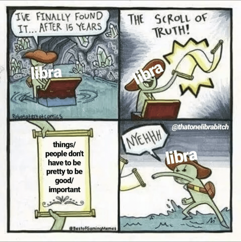 Libra meme: appreciate beauty