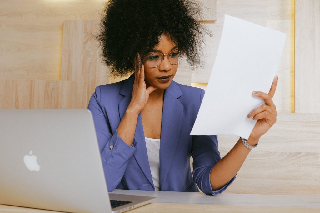 Serious woman at work